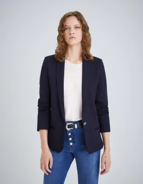 Veste de costume marine maille à rayures tennis Femme
